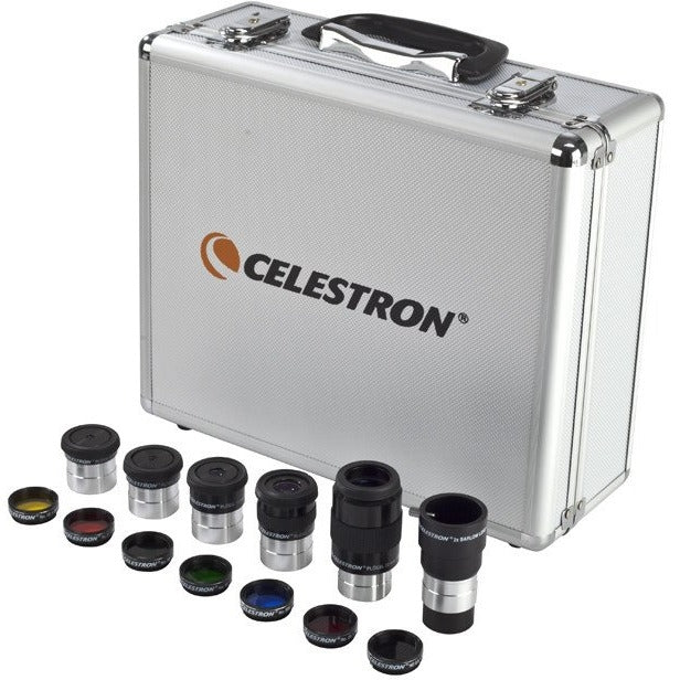 Набор окуляров Celestron 1.25 (5 шт + линза барлоу) и светофильтров (7 шт) в кейсе
