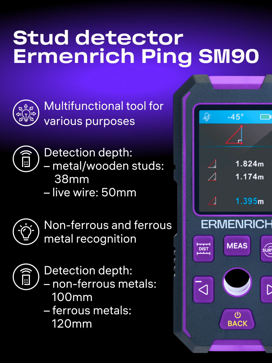 Детектор скрытой проводки Ermenrich Ping SM90