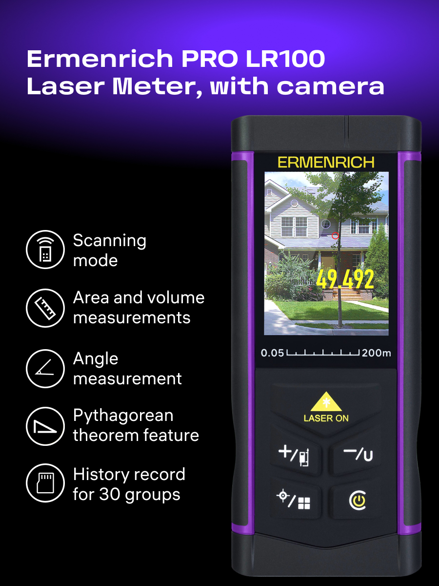 Лазерная рулетка Ermenrich PRO LR100, с камерой