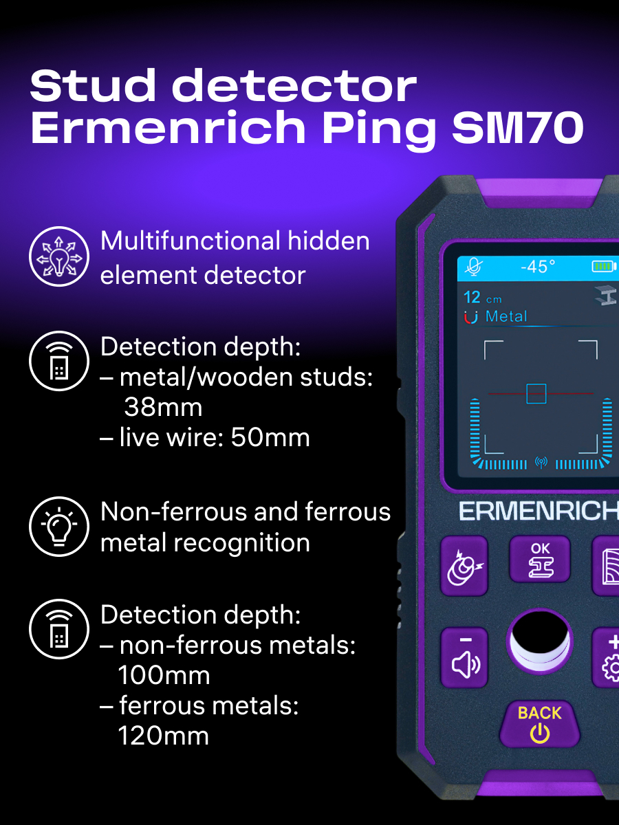 Детектор скрытой проводки Ermenrich Ping SM70