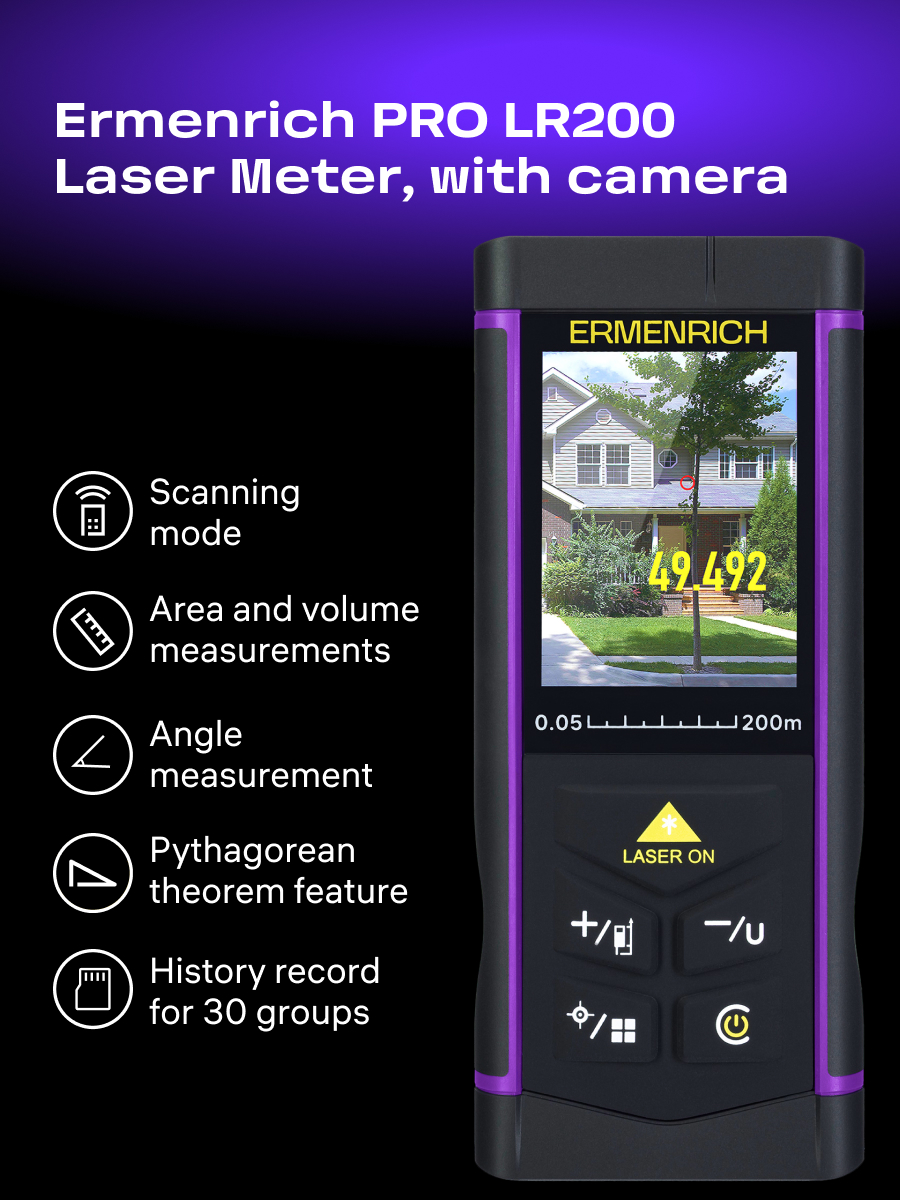 Лазерная рулетка Ermenrich PRO LR200, с камерой