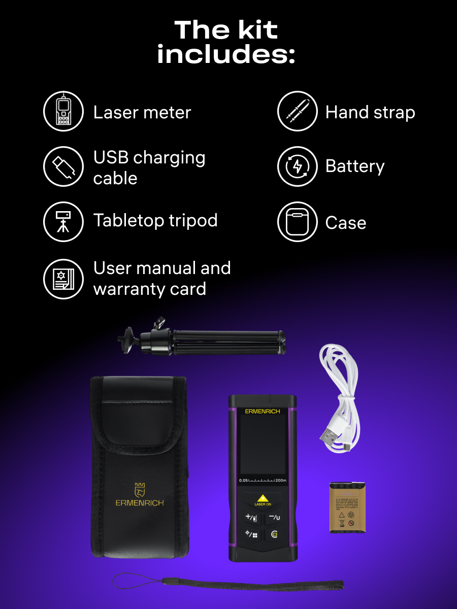 Лазерная рулетка Ermenrich PRO LR100, с камерой